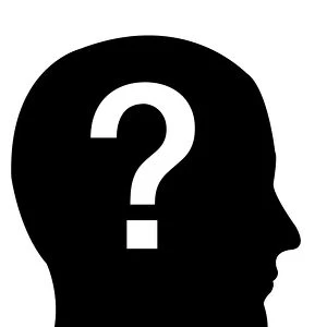 Head in profile with a question mark, illustration