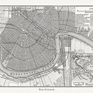 Historical city map of New Orleans, Louisiana, USA, published 1897