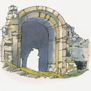 Illustration of Anamurium ruins, Anamur, Turkey