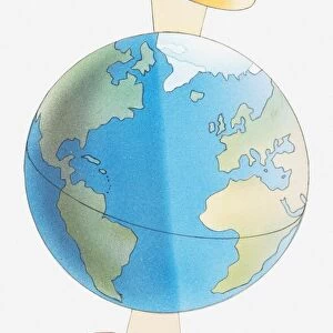 Illustration of the Earth spinning around its axis
