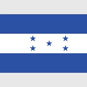 Illustration of national flag of Honduras, with field of three horizontal bands and state ensign of five five-pointed stars in centre