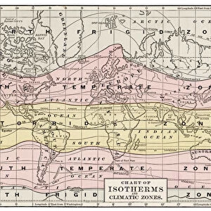 Isotherm and climate zones chart 1889