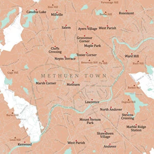MA Essex Methuen Town Vector Road Map