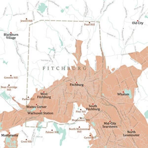 MA Worcester Fitchburg Vector Road Map