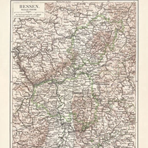 Map of Grand Duchy of Hesse, Germany, lithograph, published 1897