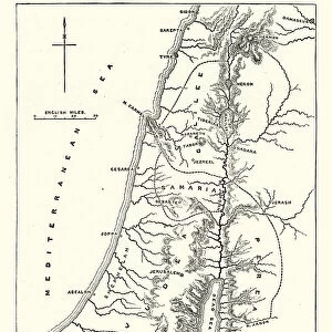 Map showing the mountain ranges of Palestine