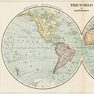 Map of the world in Hemispheres 1899