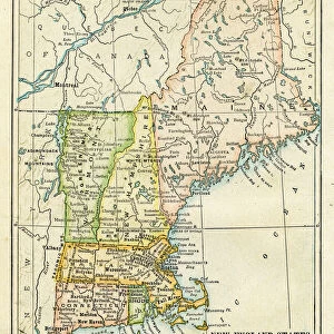 New England states map 1898
