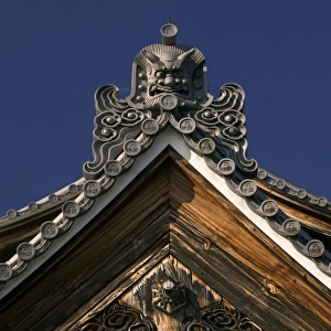 Ornately decorated eaves of temple, Kyoto, Honshu, Japan