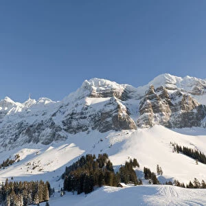 Saentis massif in the winter with Mt Saentis, 2500m, Appenzell Alps, Canton Appenzell-Innerrhoden, Switzerland, Europe