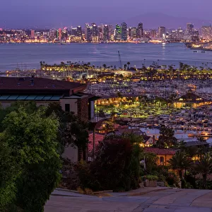 San Diego Bay At Night With Downtown San Diego Skyline