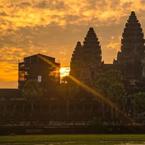 The silhouette of Angkor Wat before sunrise in Siem Reap province of Cambodia