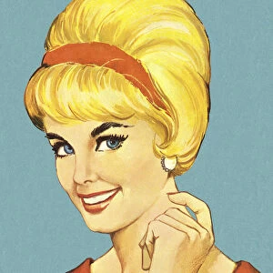 Smiling Woman With Bouffant Hairstyle