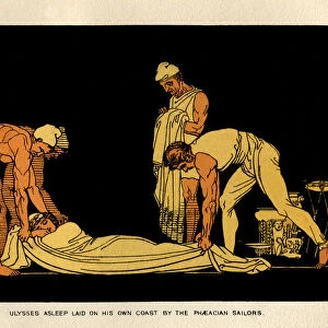 Ulysses asleep and taken to Ithaca by Phaeacian sailors