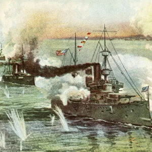 USS Olympia in the Battle of Manila Bay from 1899