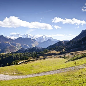 View while ascending the Boeseekofel climbing route in Corvara, looking towards Marmolada Mountain, Dolomites, Alto Adige, Italy, Europe