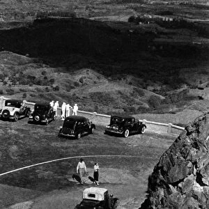 Vintage image of cars at lookout point