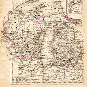 Wisconsin Michigan map 1881