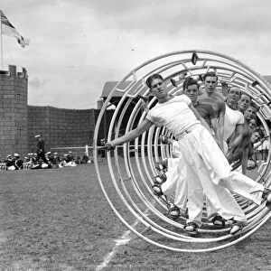 Chatham Navy Week. Sailors on gyro wheels. August 1938
