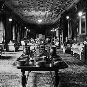 The long gallery of Ashton Court with objects set out ready for sale. 11 May 1947