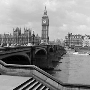 Looking across Westminster Bridge and the River Thames towards Big Ben and the Houses