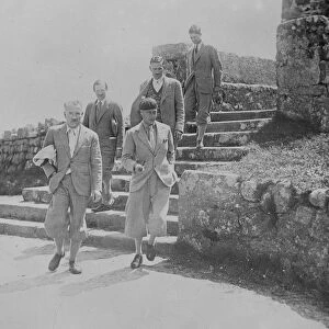 The Prince of Wales leaving Star Castle during his visit to the Scilly Isles. 1933