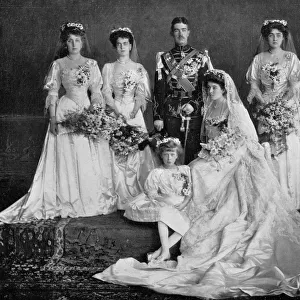 The Royal Bride and Bridegroom and the bridesmaids. after the ceremony at Windsor