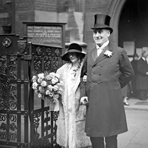 Sir Joseph Bradley and Miss Protheroe leaving Holy Trinity, Sloane Street, after their wedding