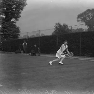 Wightman Cup trials at WImbledon. Miss Heeley in play. 1 June 1932