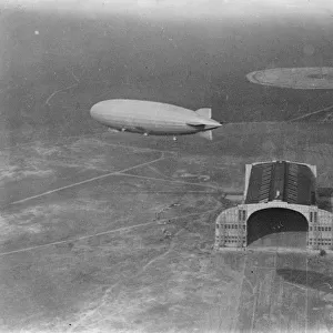 The Zeppelins arrival at Lakehurst. A striking view of the ZR3 arriving at the