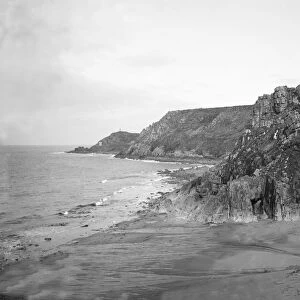 Cape Cornwall and Gribba Point from near to Polpry Cove, St Just in Penwith, Cornwall. Early 1900s