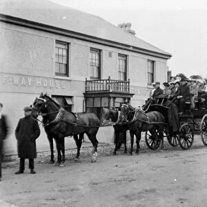 Horse Bus at Rame Cross, Wendron, Cornwall. Around 1900s