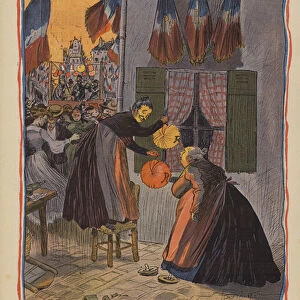 14 July. Illustration for Le Rire (colour litho)