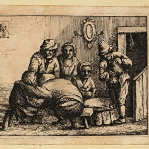 17th century peasants drinking in a tavern. 1803 (engraving)