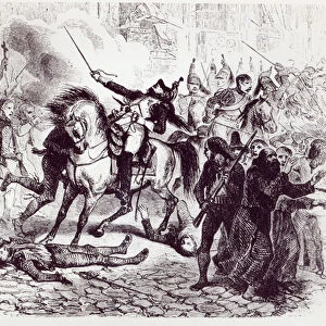 2nd of May 1808, Insurrection in Madrid, from Histoire de Napoleon by M. de Norvins, 1839 (engraving) (b / w photo)