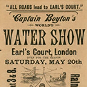 Advert for Captain Boytons Worlds Water Show, Earls Court, London (engraving)