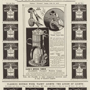 Advertisement, Clarkes Pyramid and Fairy Light (engraving)
