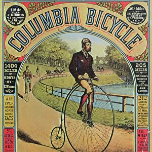 Advert for the Columbia Bicycle by The Pope MFG Co. Boston (colour litho)