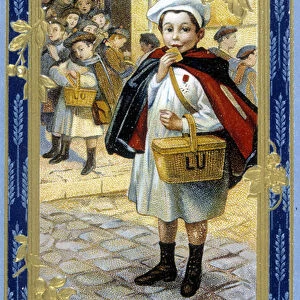 Advertising of the cookie "Lefevre-Useful: Lu"(the schoolboy). sd
