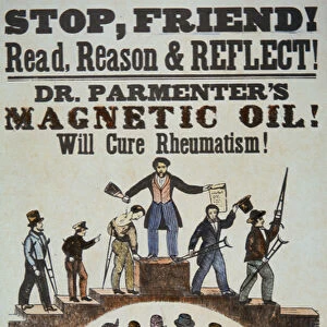 Advertisement for Doctor Parmenters Magnetic Oil, 1840s (colour litho)