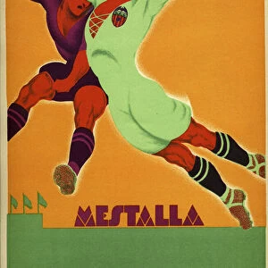 Advertisement for a match between Valencia and an English team at the Mestalla Stadium