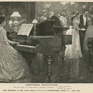 Advert for piano maker John Brinsmead and Sons, Wigmore Street, London (engraving)