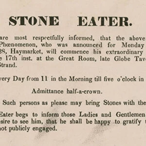 Advert for Stone Eater (engraving)