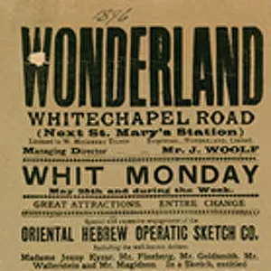 Advert for Wonderland, Whitechapel Road, London (engraving)