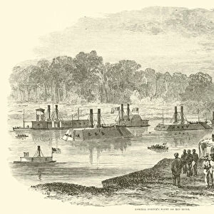 Admiral Porters fleet on Red River, March 1864 (engraving)