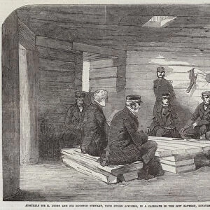 Admirals Sir E Lyons and Sir Houston Stewart, with other Officers, in a Casemate in the Spit Battery, Kinburn (engraving)