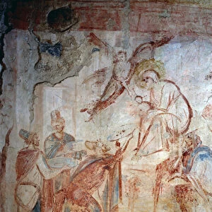 The adoration of the magi. Fresco, 7th-9th century