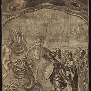 Aeneas, Sybil, Centaurs, Geryon, Briareus, Hydra, Chimaera (engraving)
