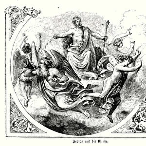 Aeolus, Keeper of the Winds in Greek Mythology (engraving)
