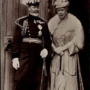 Ak King George V and Queen Mary, Maria von Teck, England (b / w photo)